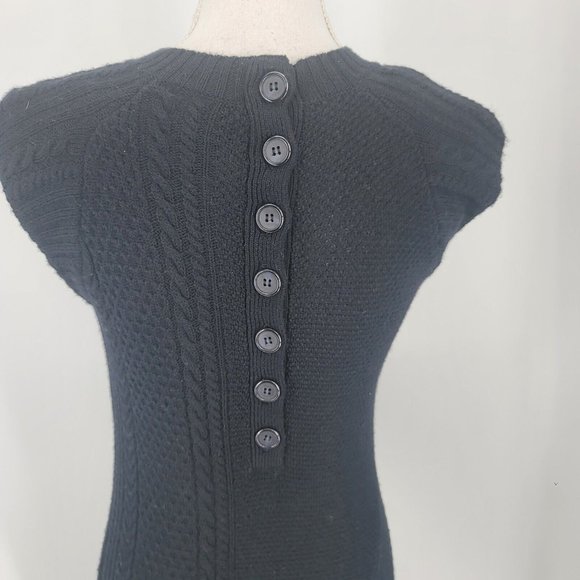 W by Worth 100% Wool Knit Sweater Dress Black Sleeveless Button Back Size Small - Picture 8 of 9